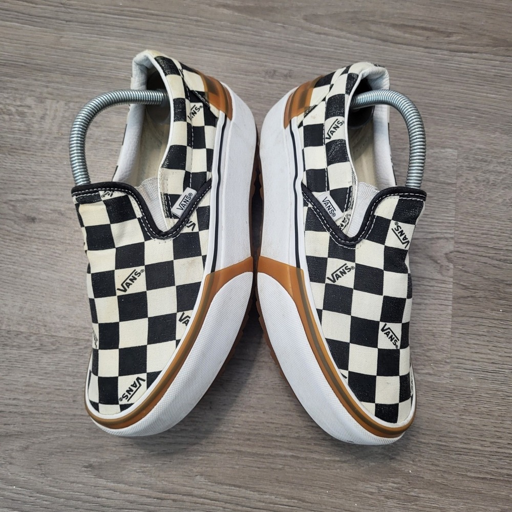 Vans Slip-On Stacked Checkerboard Platform Shoes Black White Women's size 7 - Picture 8 of 9